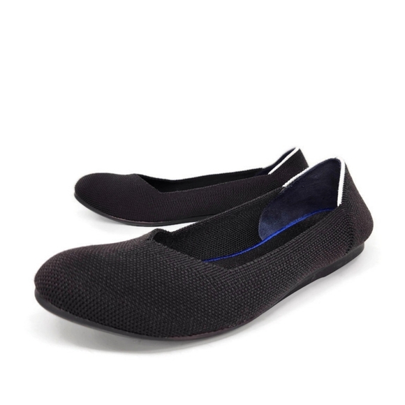 Rothy's Shoes - Rothy's The Flat Black White Halo Retired Round-Toe Slip-On Flats